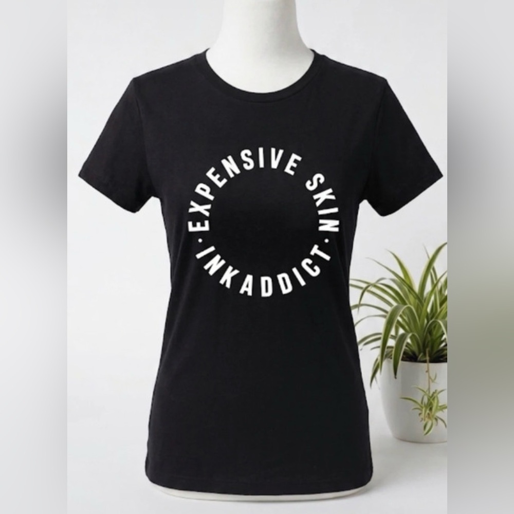 Expensive Skin Inkaddict Black Graphic Tee - Women Med